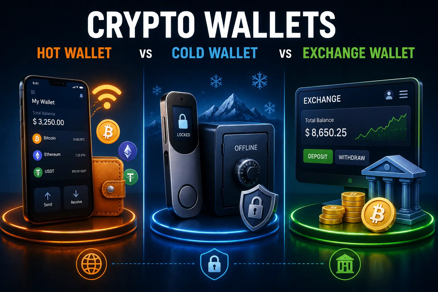 Crypto Wallets Explained: Hot Wallet vs Cold Wallet vs Exchange Wallet